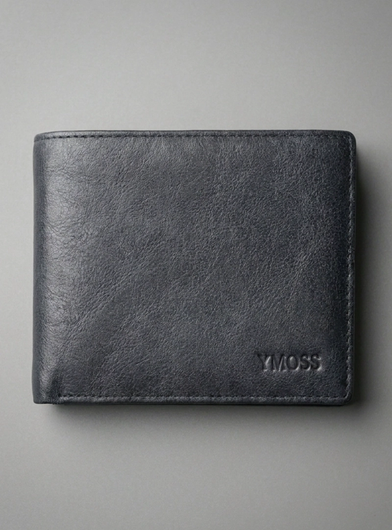 Billetera de Hombre 100% cuero Navy Blue Bi-fold Minimalista - 1
