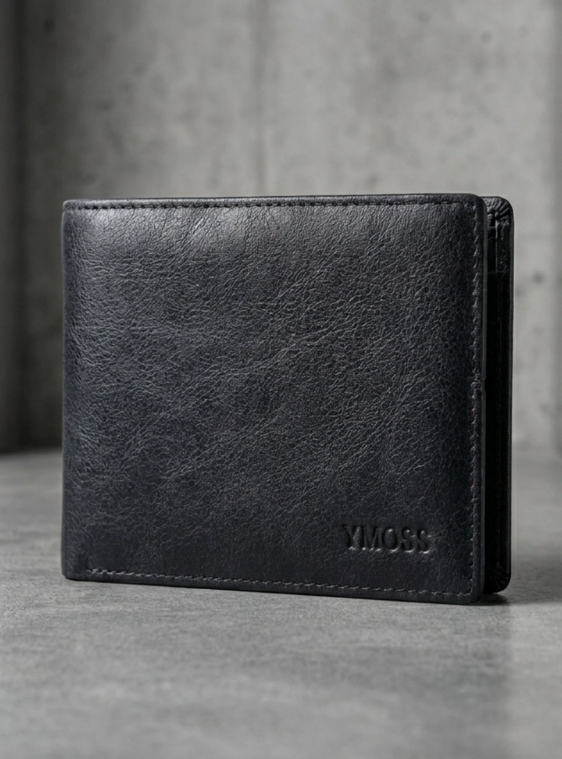 Billetera de Hombre 100% cuero Navy Blue Bi-fold Minimalista - 2