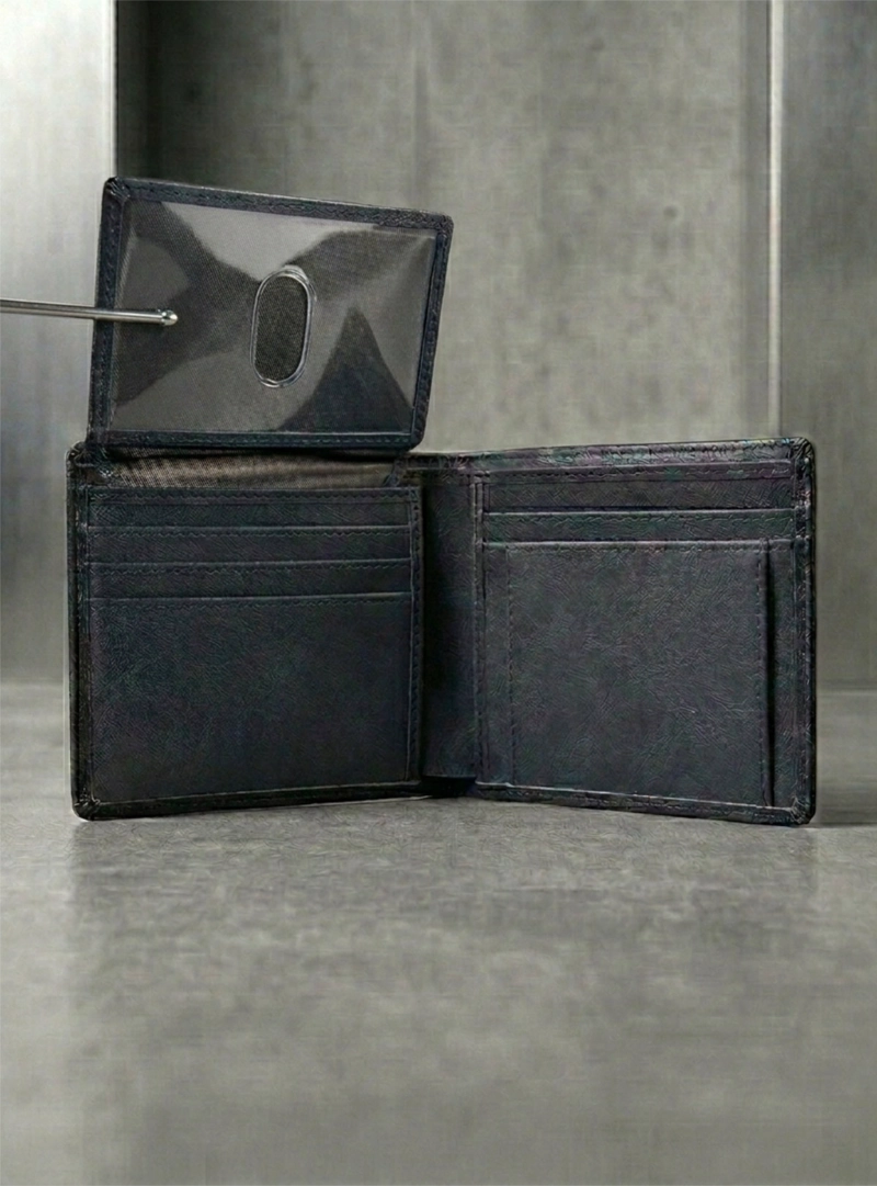 Billetera de Hombre 100% cuero Navy Blue Bi-fold Minimalista - 4