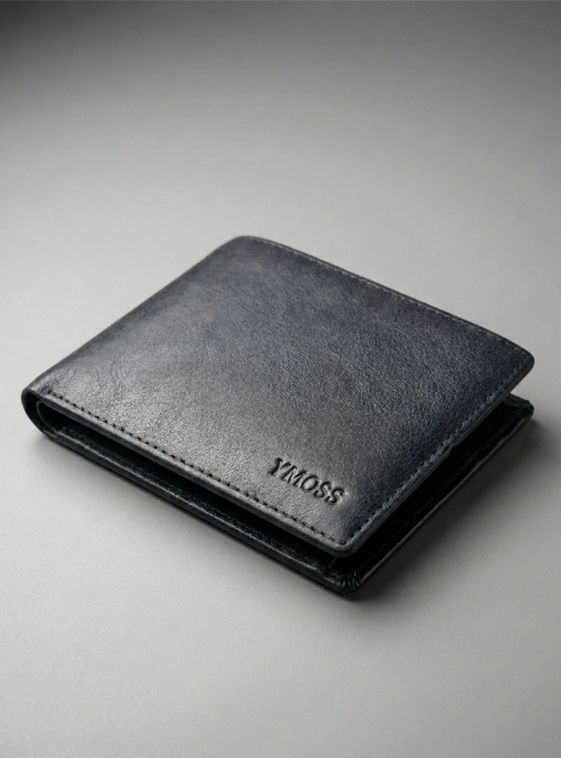 Billetera de Hombre 100% cuero Navy Blue Bi-fold Minimalista - 5