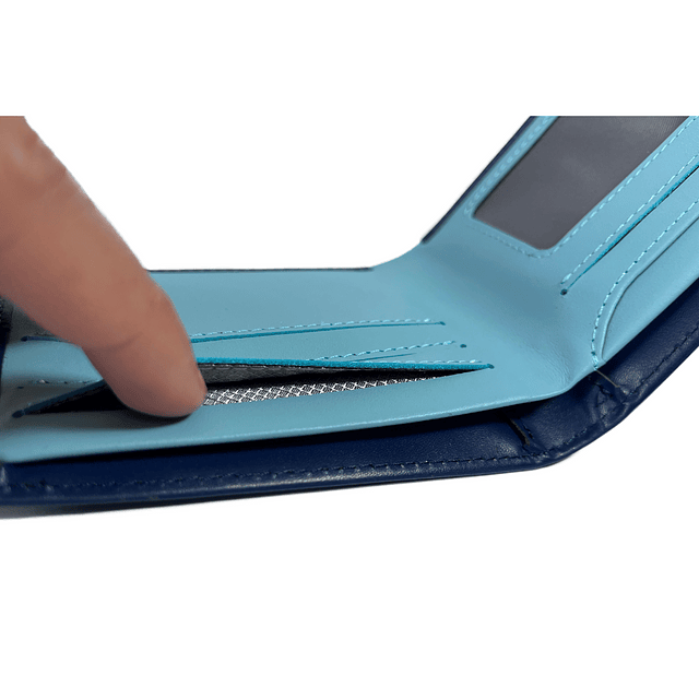 BILLETERA HOMBRE CUERO NATURAL RFID LOPA AZUL - 4