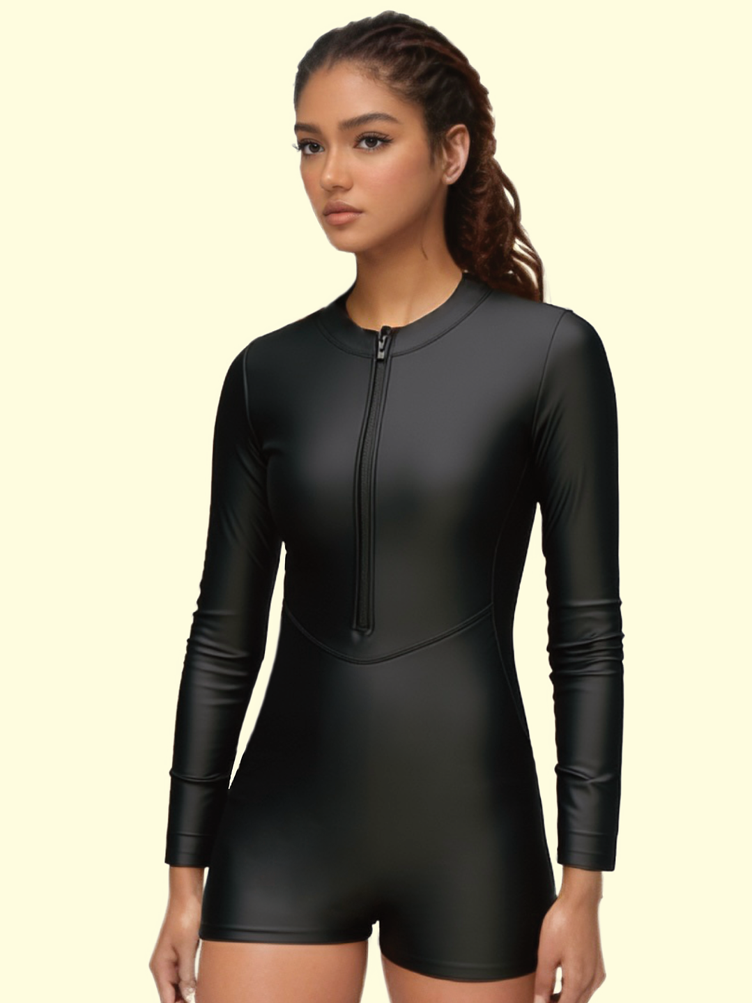 TRAJE DE BAÑO COMPLETO DE MUJER NATACION UNA PIEZA ENTERIZ NEGRO - 2