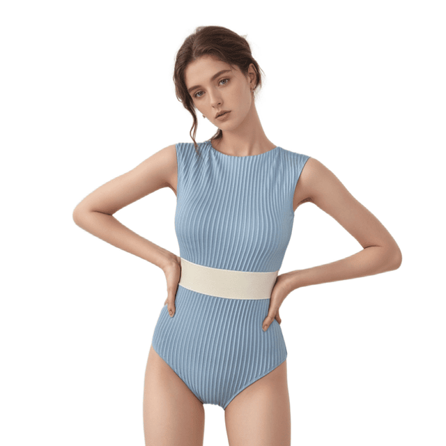 TRAJE DE BAÑO COMPLETO DE MUJER UNA PIEZA COLUMNA I AZUL - 1