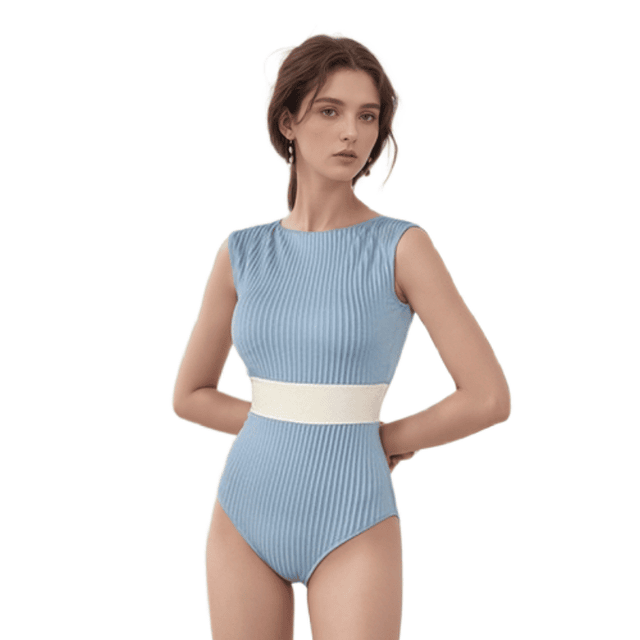 TRAJE DE BAÑO COMPLETO DE MUJER UNA PIEZA COLUMNA I AZUL - 2