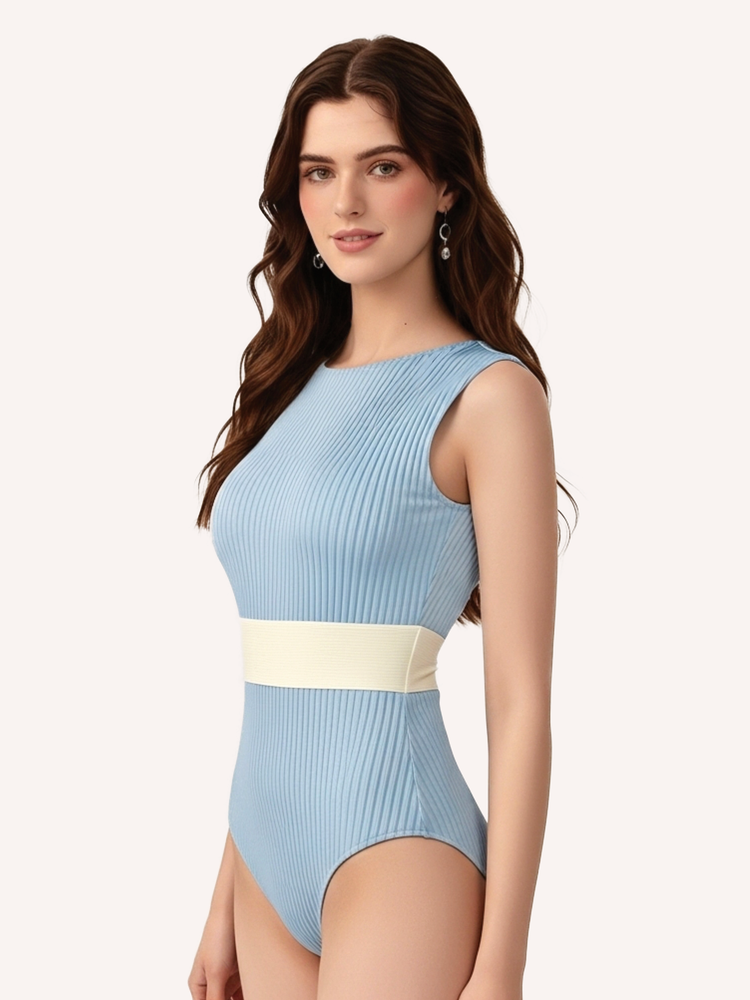 TRAJE DE BAÑO COMPLETO DE MUJER UNA PIEZA COLUMNA I AZUL - 2