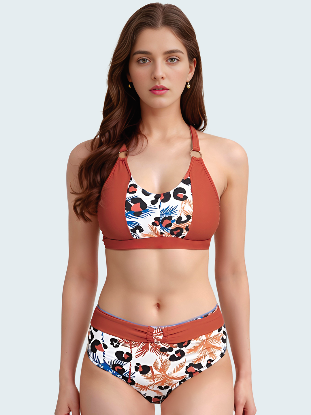 TRAJE DE BAÑO COMPLETO BIKINI DOS PIEZAS SAFARI NARANJA - 1