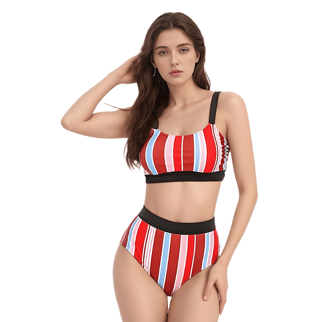 TRAJE DE BAÑO BIKINI DOS PIEZAS RAYAS BITONO - 2