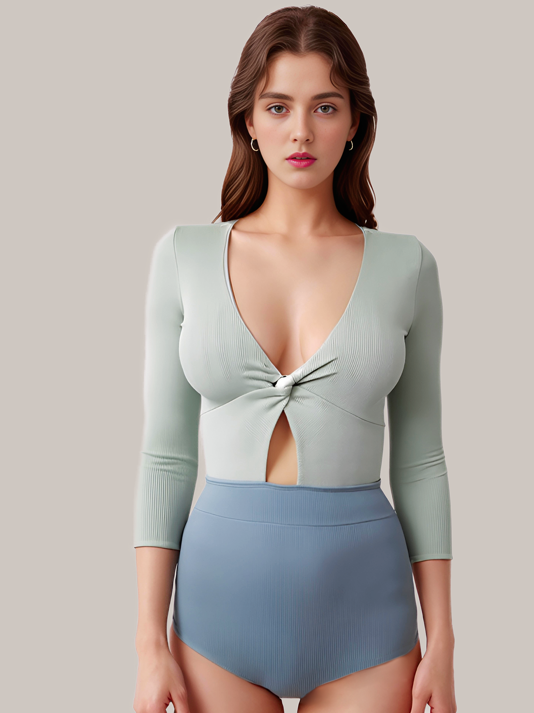 TRAJE DE BAÑO COMPLETO UNA PIEZA NUDE WINE - 1