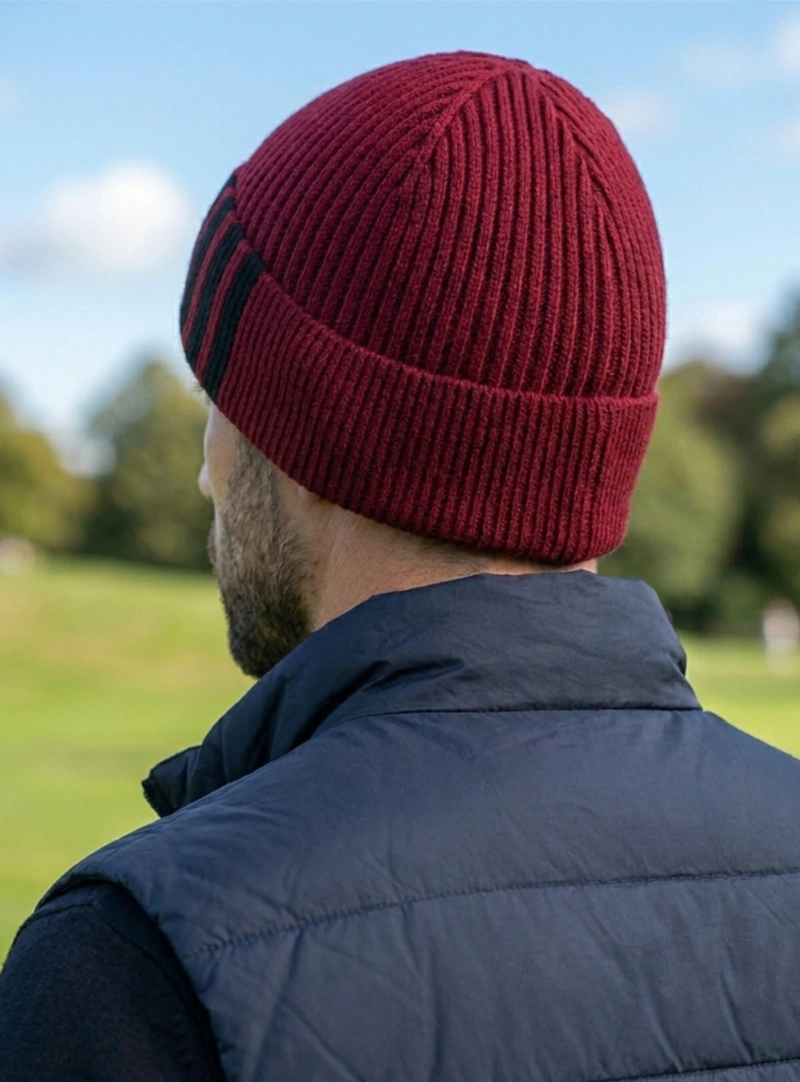 GORRO DE LANA GRIS CLARO CON RAYAS NEGRAS PARA HOMBRE 4L - 2