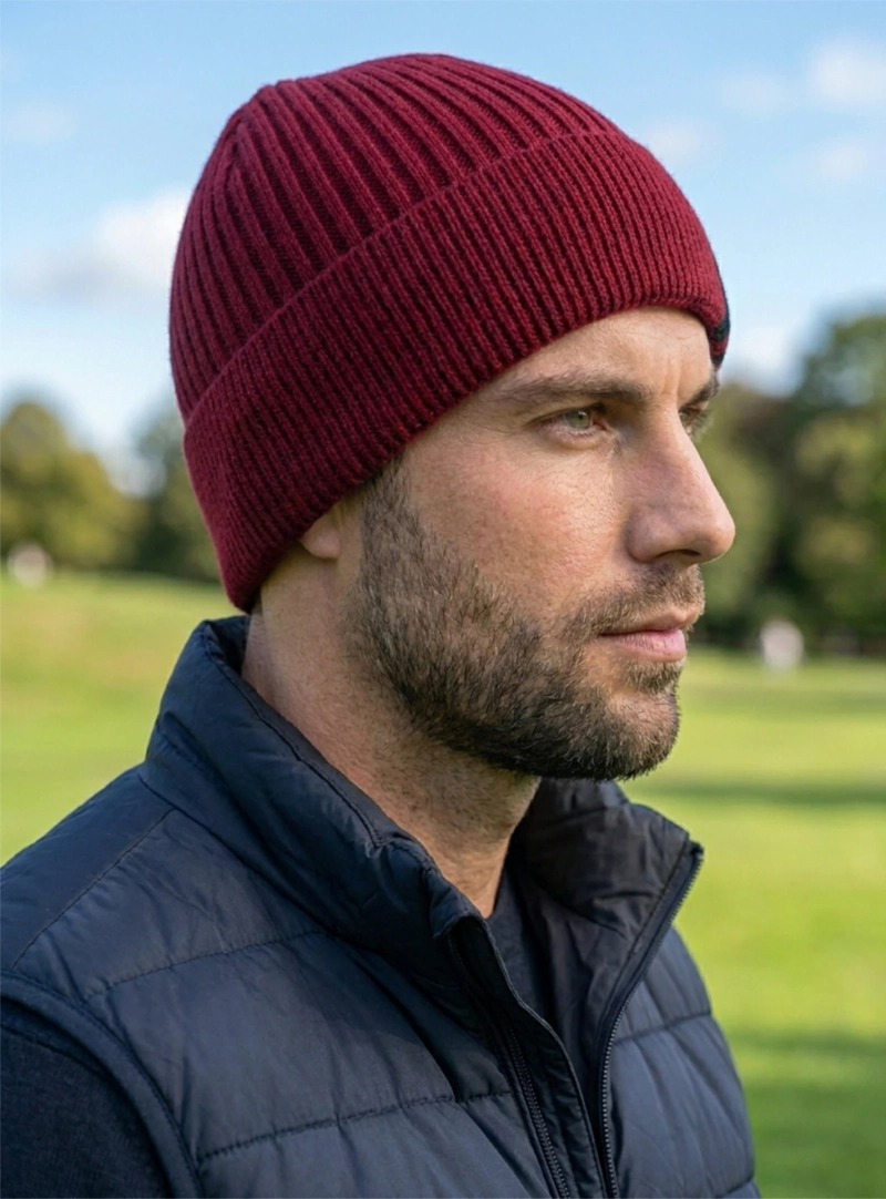 GORRO DE LANA GRIS CLARO CON RAYAS NEGRAS PARA HOMBRE 4L - 4