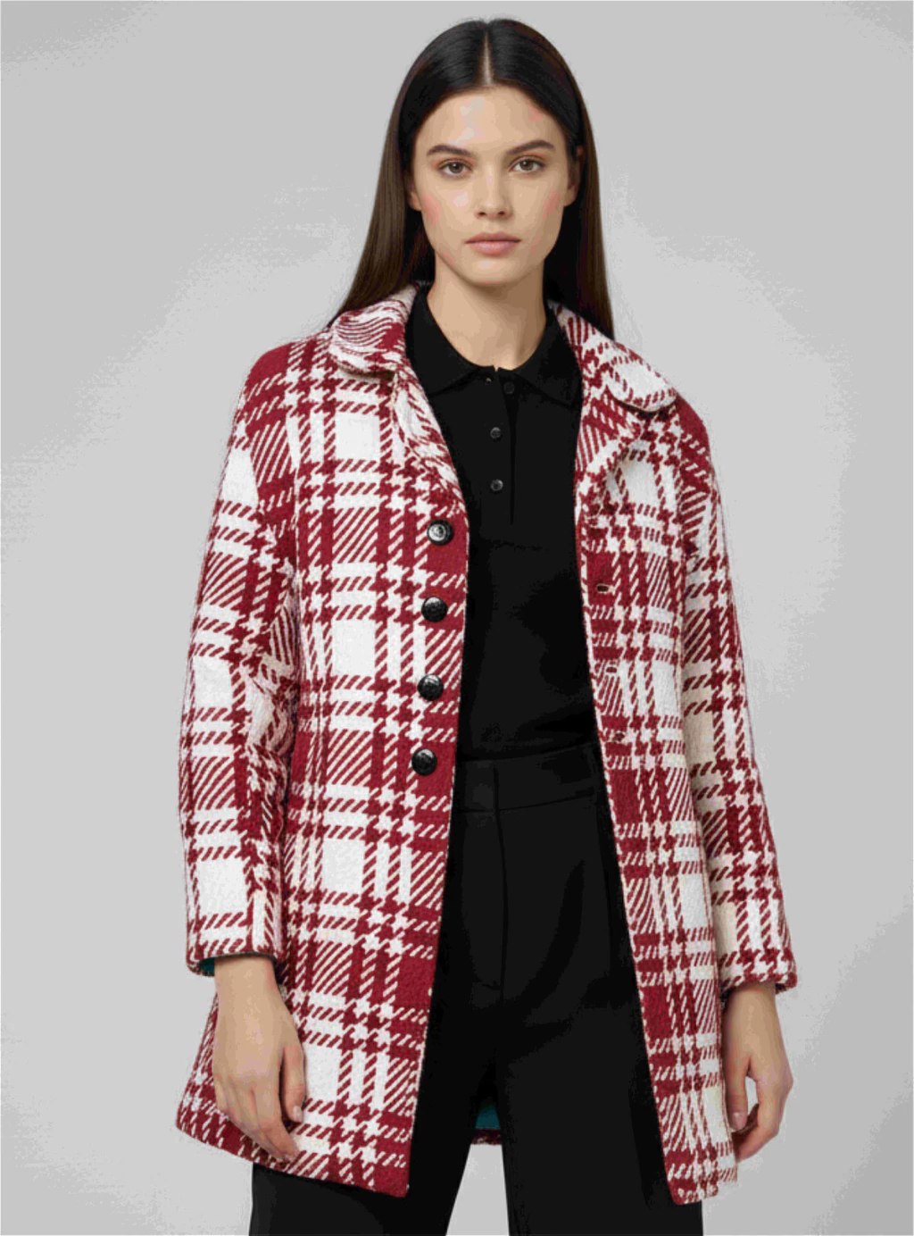 CHAQUETA DE TWEED CUADRILLE  ROJO Y BLANCO CON FORRO POLAR - 1