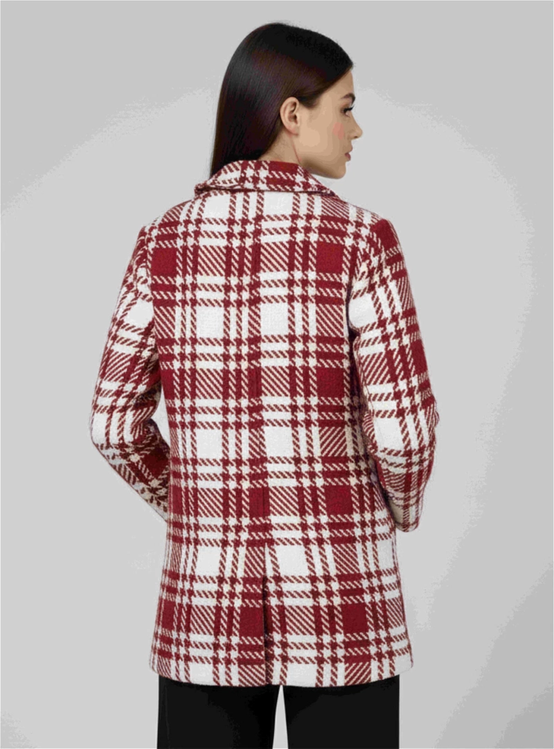 CHAQUETA DE TWEED CUADRILLE  ROJO Y BLANCO CON FORRO POLAR - 3