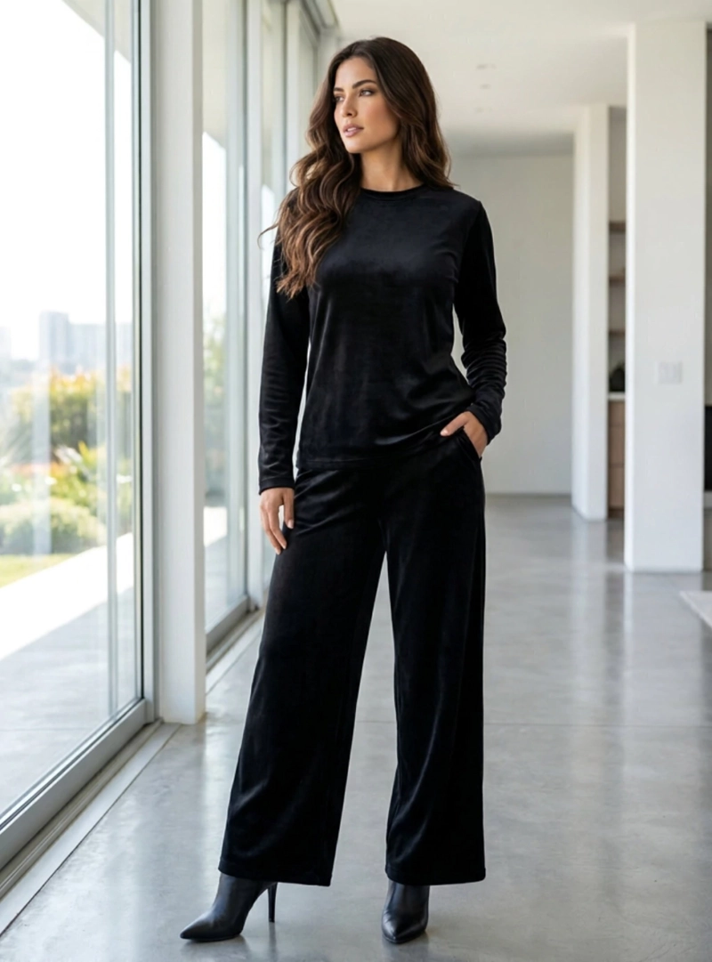 CONJUNTO SET SWEATER Y PANTALON WIDE LEG COTELE  SOFT PREMIUM - 3