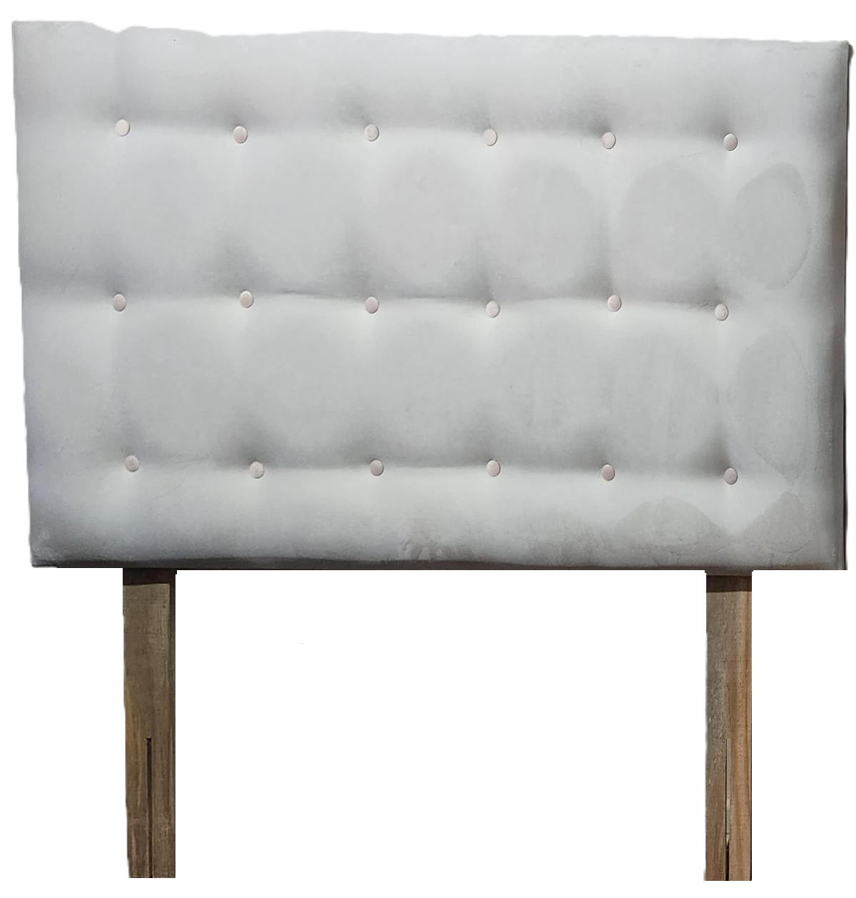RESPALDO BOTONÉ 1.5 PLAZAS MADERA FELPA BLANCO CRUDO - 1