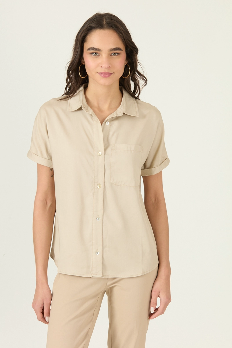 BLUSA DE LYOCELL BEIGE COD 4516325 - 2
