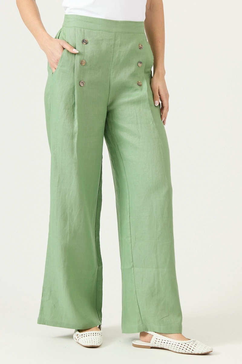 PANTALON DE LINO STRAIGHT VERDE COD 2013295 - 2