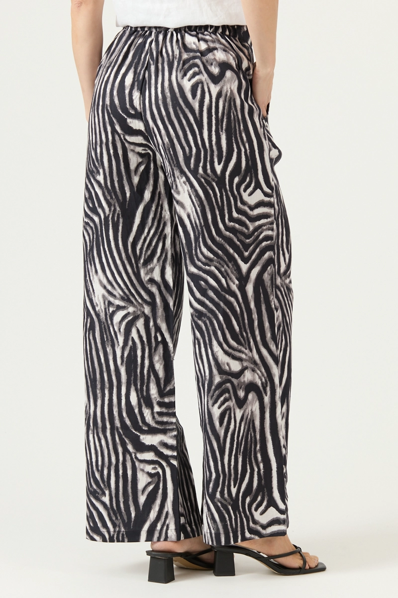 PANTALON DE LINO STRAIGHT ANIMAL PRINT NEGRO COD 2013285 - 4