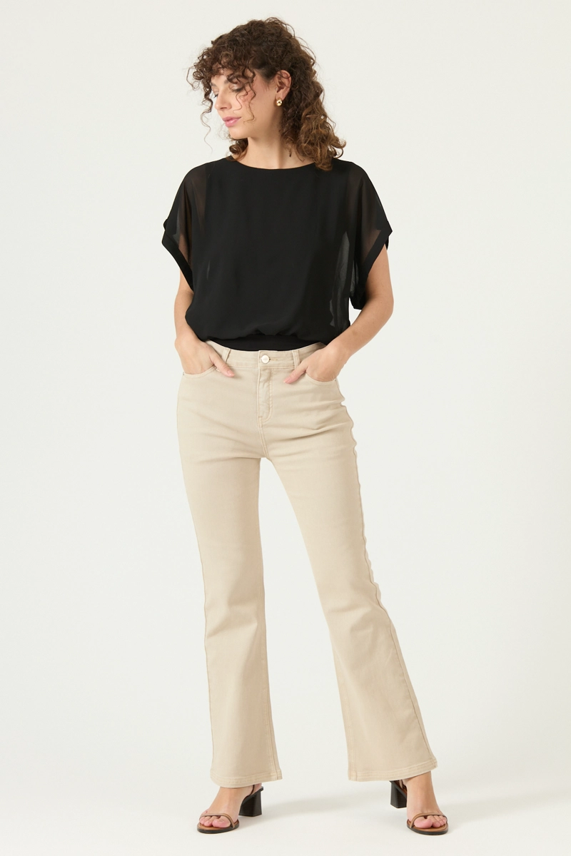JEANS FLARE BEIGE COD 2400995 - 1