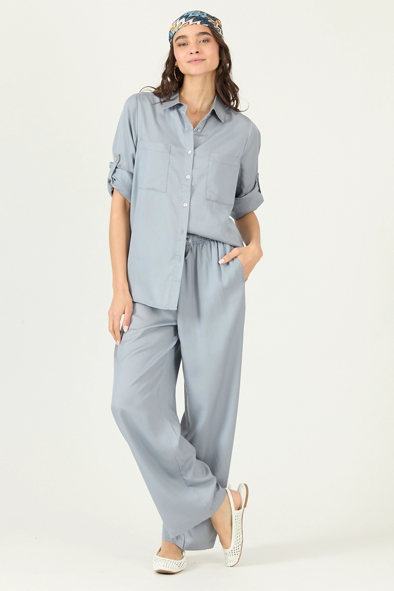 PANTALON DE LYOCELL STRAIGHT CELESTE COD 2012555 - 1