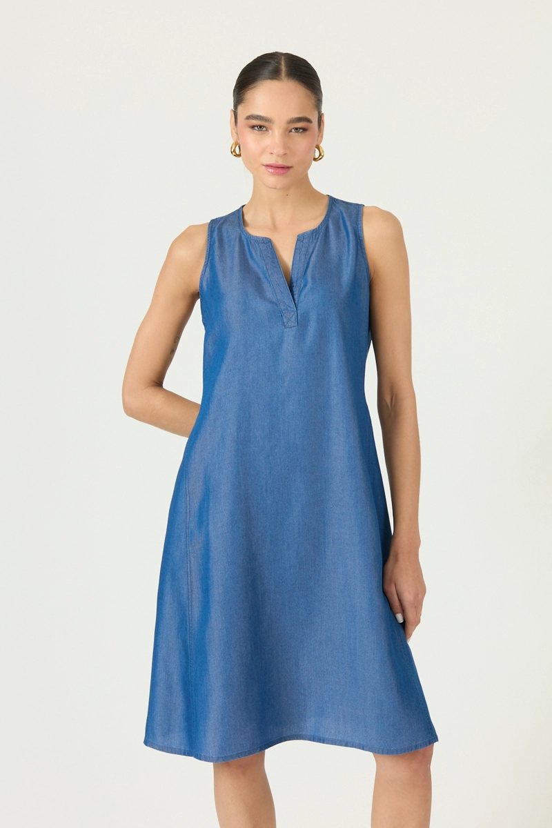 VESTIDO DE LYOCELL INDIGO COD 4005185 - 1