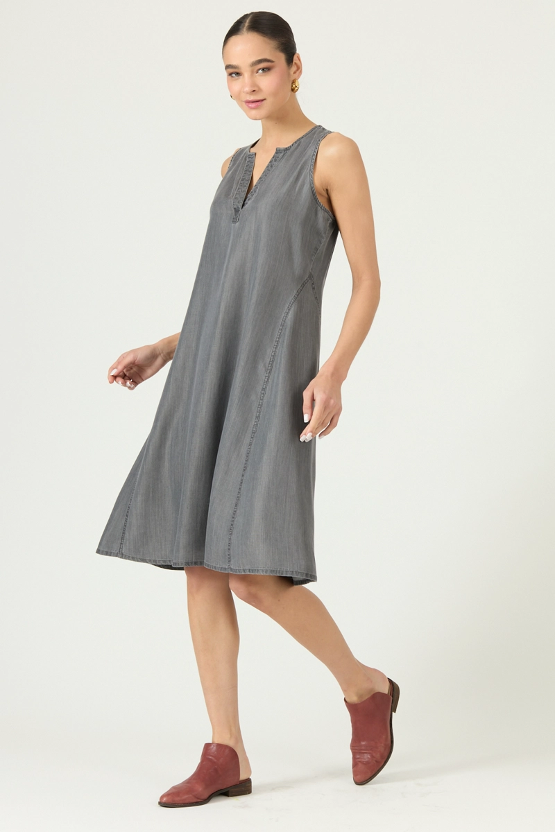 VESTIDO DE LYOCELL GRIS COD 4005185 - 1