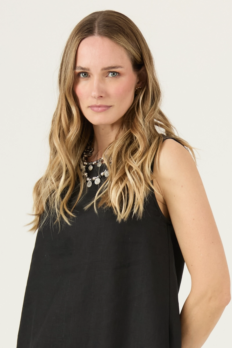 VESTIDO DE LINO NEGRO COD 4005295 - 2