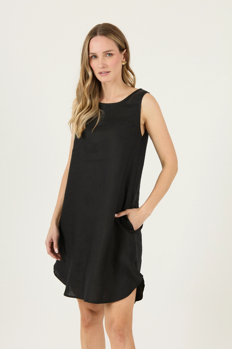 VESTIDO DE LINO NEGRO COD 4005295 - 3