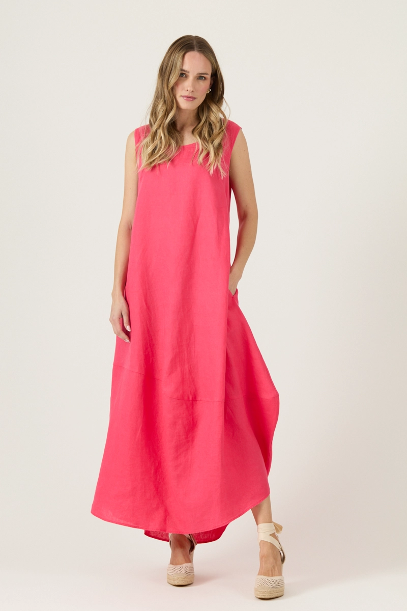 VESTIDO DE LINO FUCSIA COD 4005355 - 2