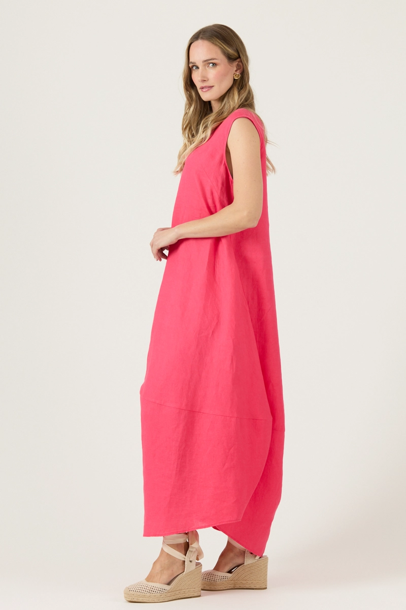 VESTIDO DE LINO FUCSIA COD 4005355 - 3