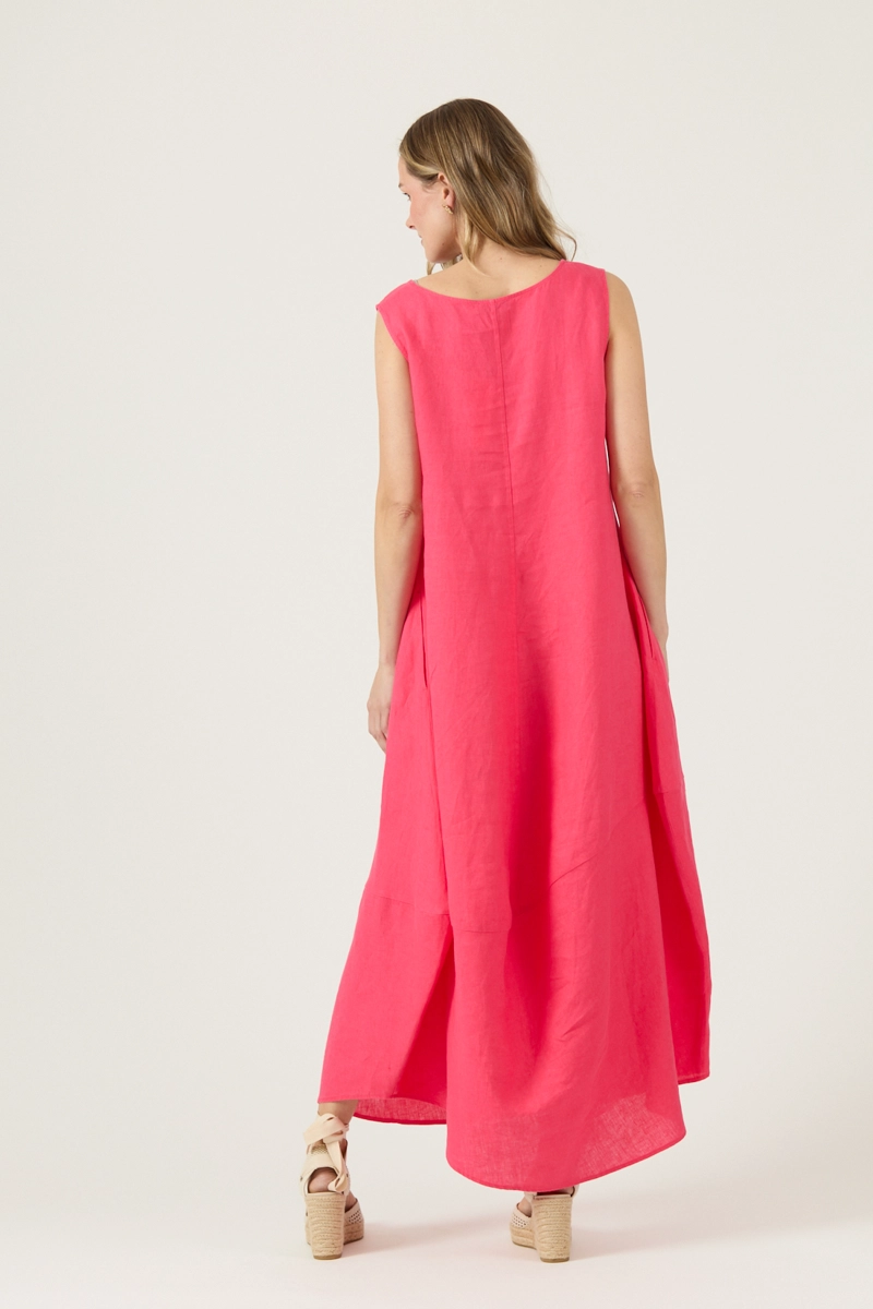 VESTIDO DE LINO FUCSIA COD 4005355 - 4