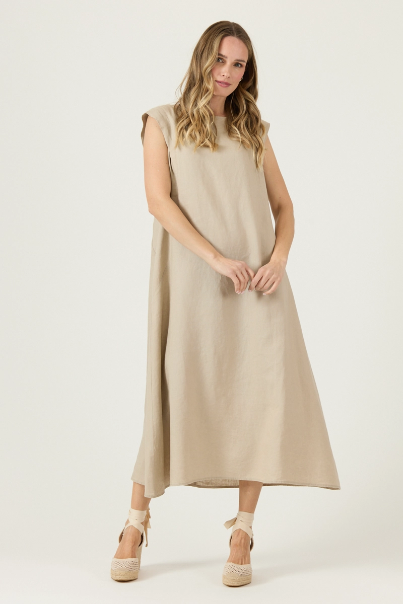VESTIDO DE LINO BEIGE COD 4005345 - 3