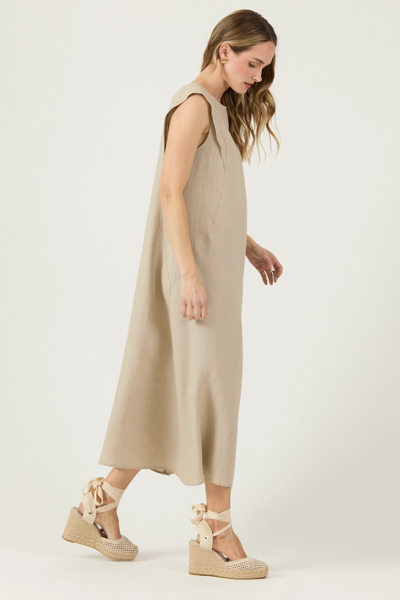 VESTIDO DE LINO BEIGE COD 4005345 - 4