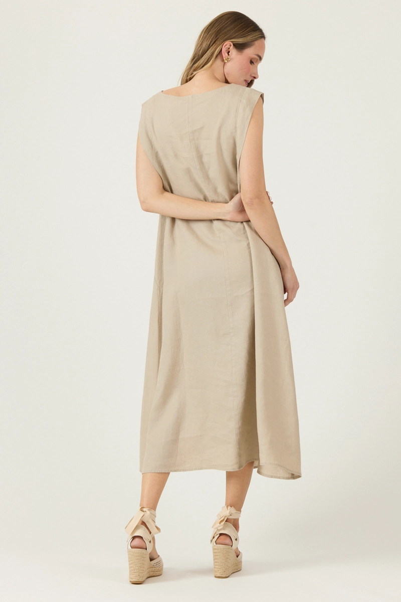 VESTIDO DE LINO BEIGE COD 4005345 - 5