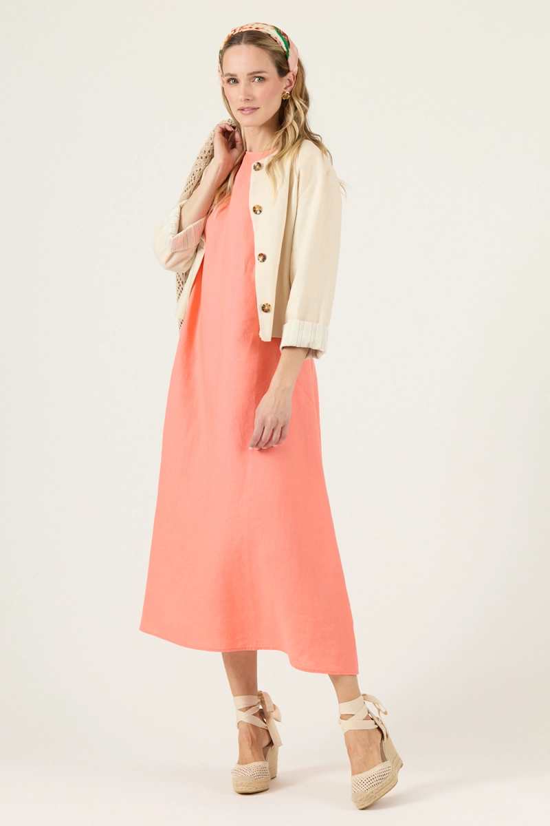 VESTIDO DE LINO SALMON COD 4005345 - 1