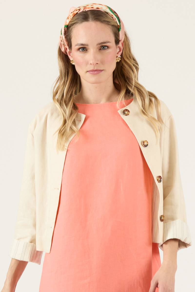 VESTIDO DE LINO SALMON COD 4005345 - 2