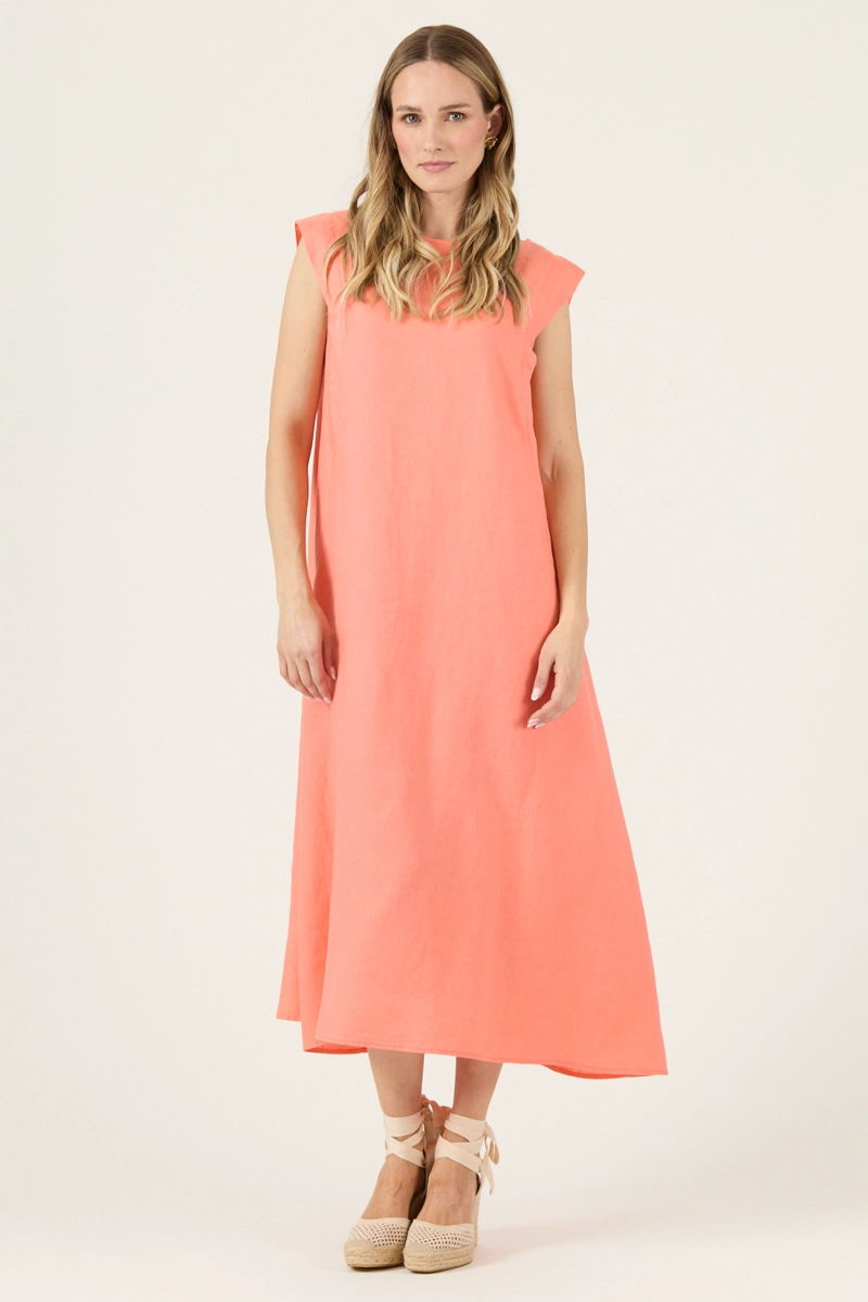 VESTIDO DE LINO SALMON COD 4005345 - 3