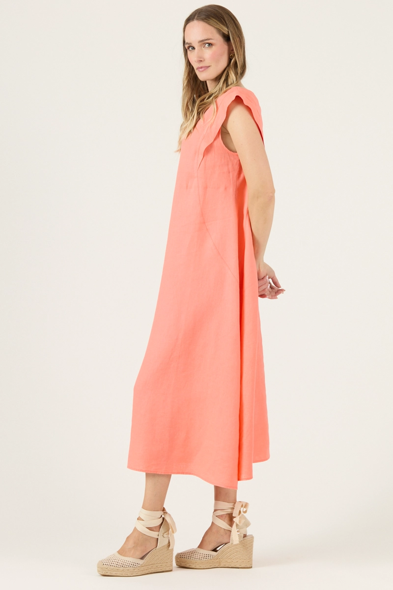 VESTIDO DE LINO SALMON COD 4005345 - 4