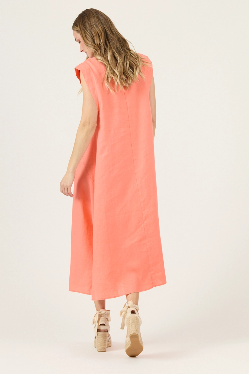 VESTIDO DE LINO SALMON COD 4005345 - 5