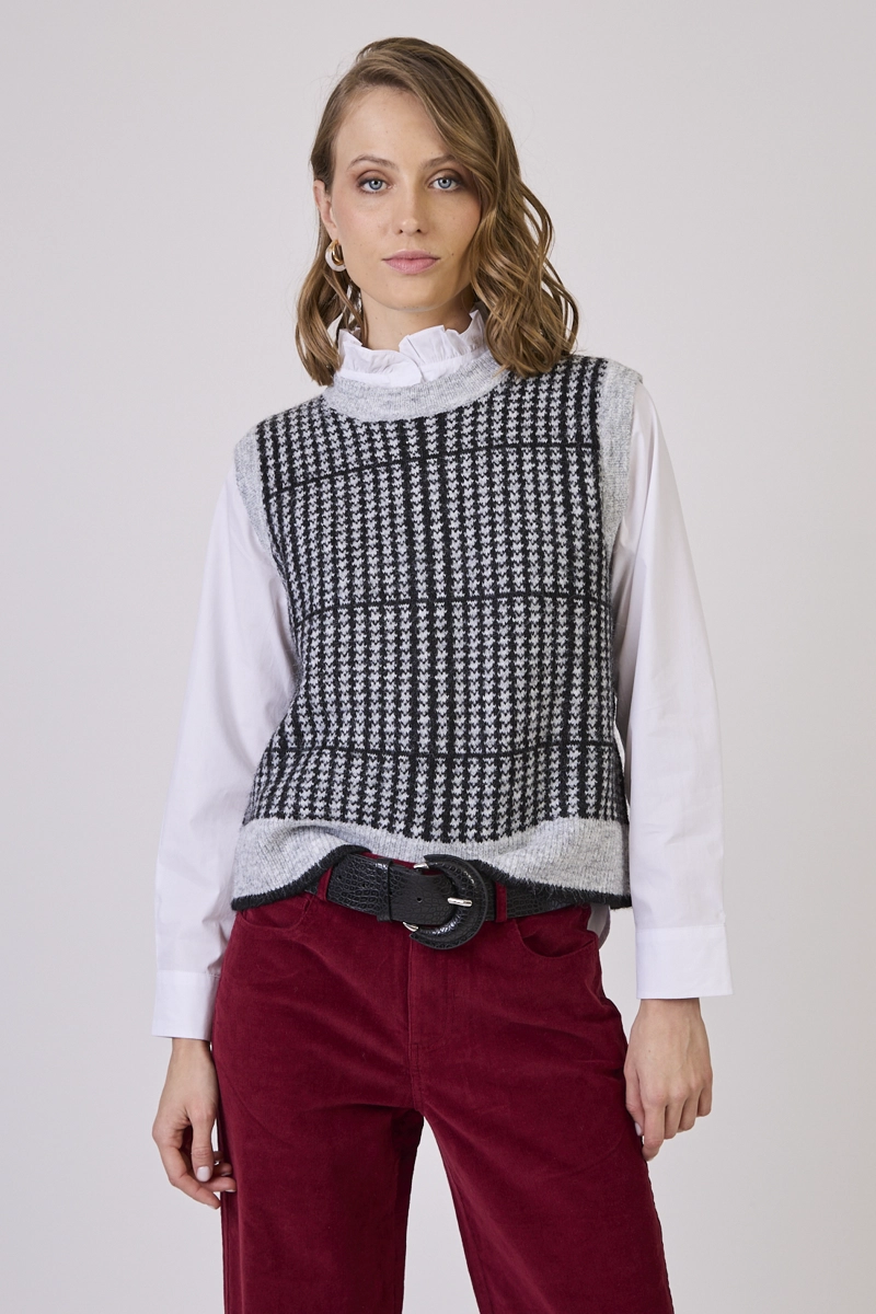 SWEATER CON LANA ESTAMPLADO GRIS CLARO COD 5414826 - 2