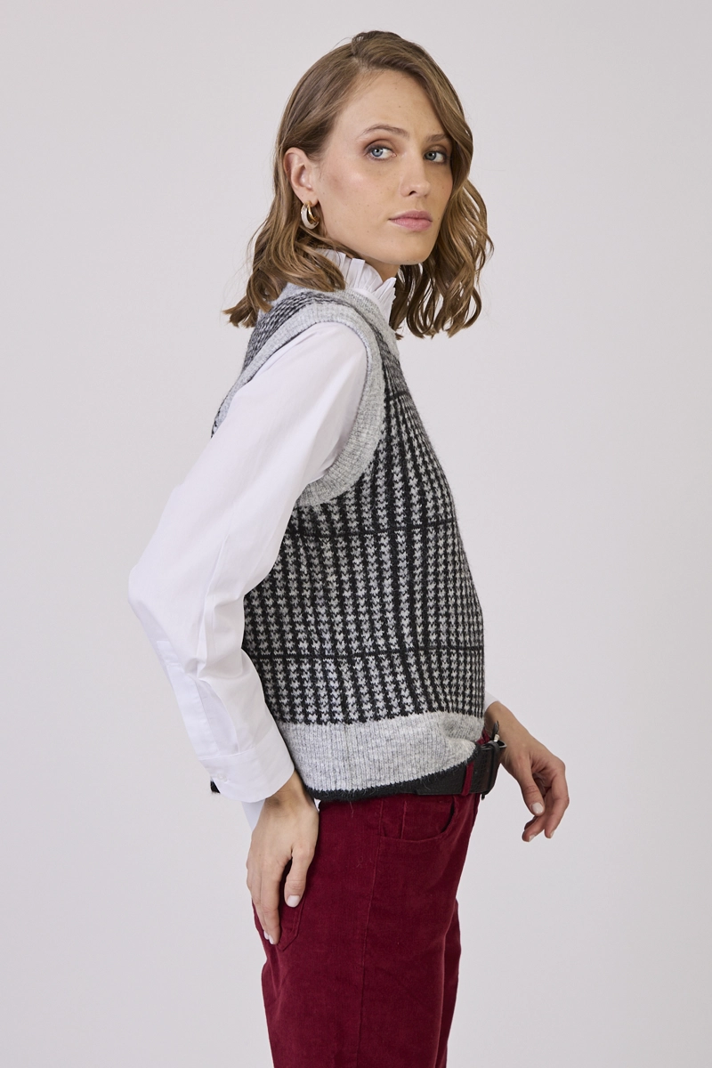 SWEATER CON LANA ESTAMPLADO GRIS CLARO COD 5414826 - 3
