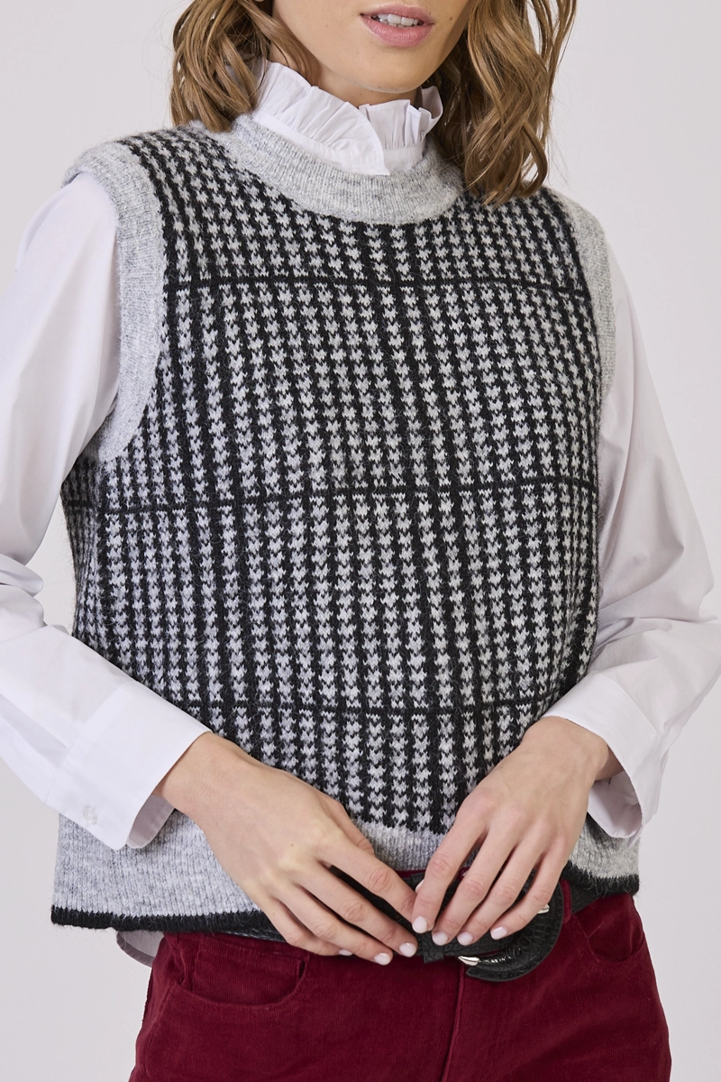 SWEATER CON LANA ESTAMPLADO GRIS CLARO COD 5414826 - 5