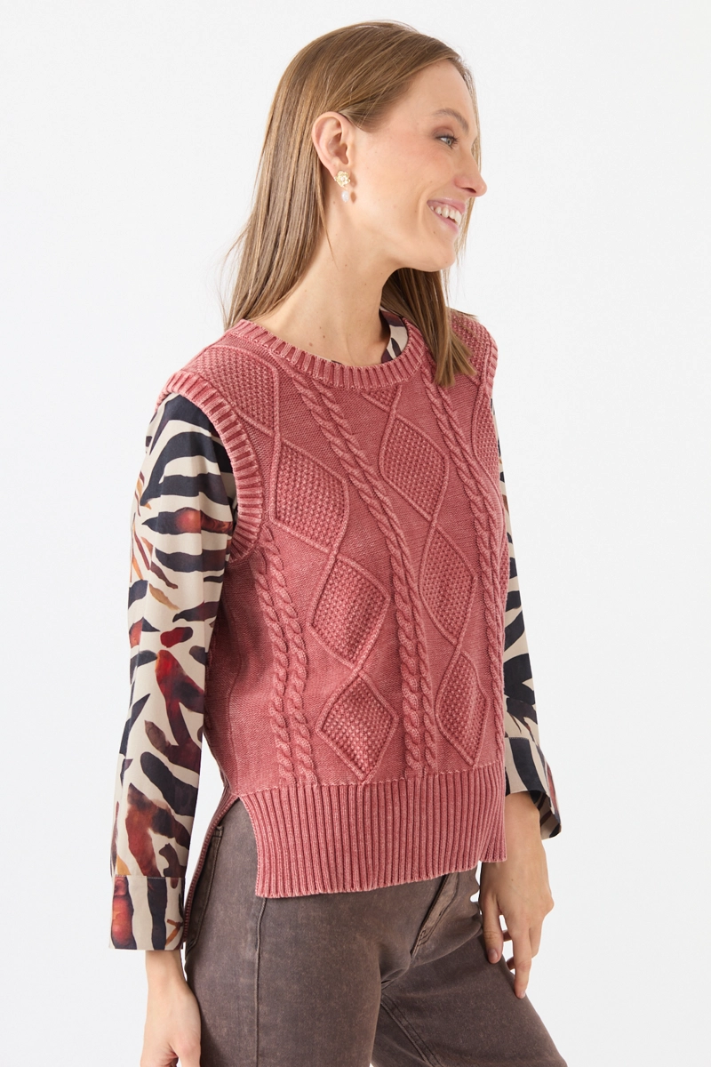 SWEATER CON TRENZAS BURDEO COD 5414846 - 4