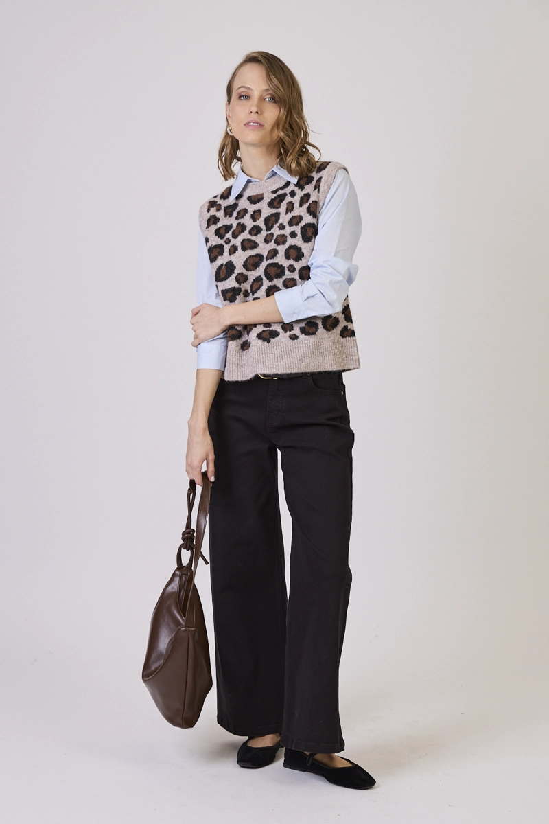 SWEATER CON LANA ESTAMPLADO BEIGE COD 5414826 - 1