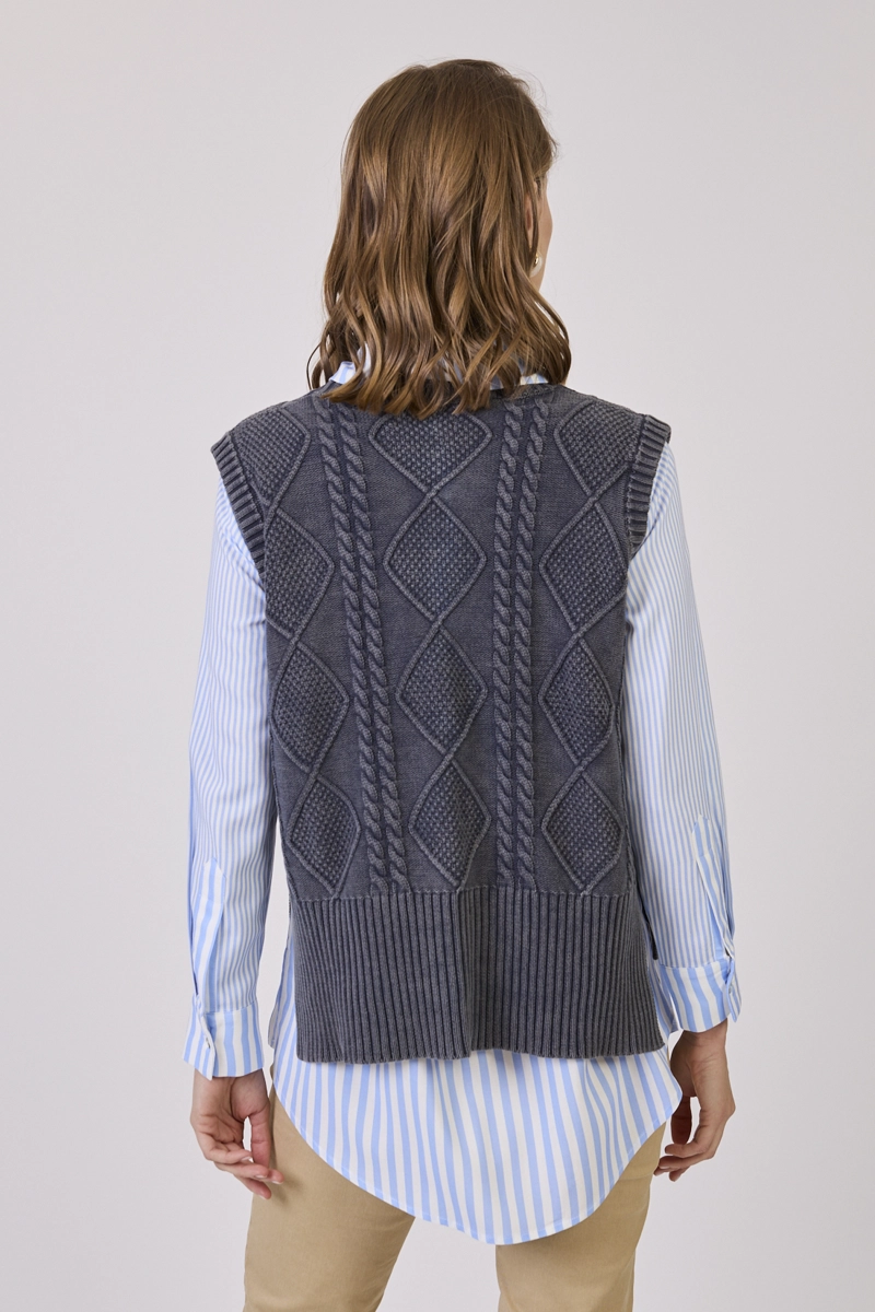 SWEATER CON TRENZAS DENIM COD 5414846 - 4