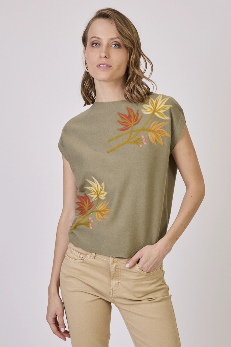 SWEATER CON BORDADOS VERDE COD 5414216 - 2