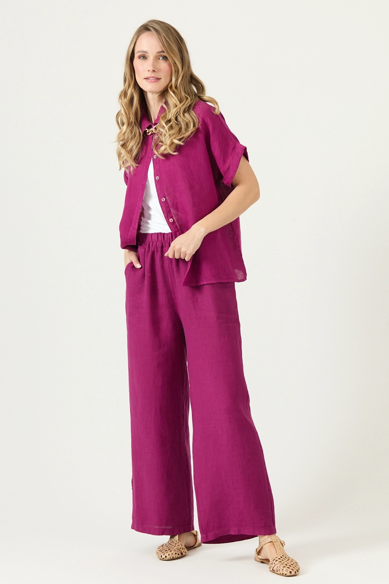 BLUSA DE LINO FUCSIA COD 4517905 - 1