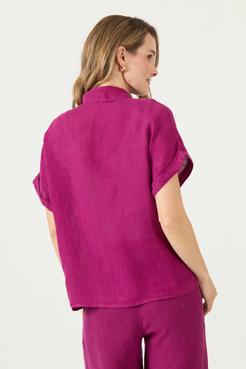 BLUSA DE LINO FUCSIA COD 4517905 - 4