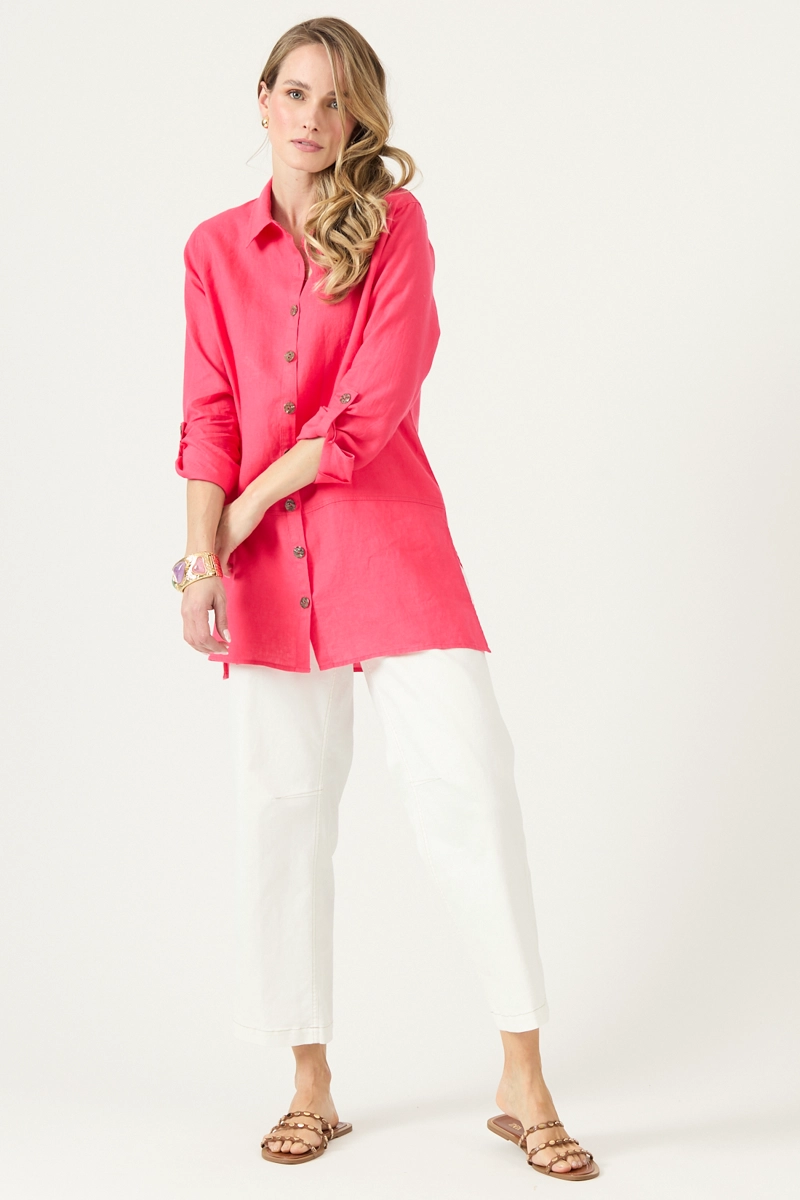 BLUSA DE LINO FUCSIA COD 4517035 - 1