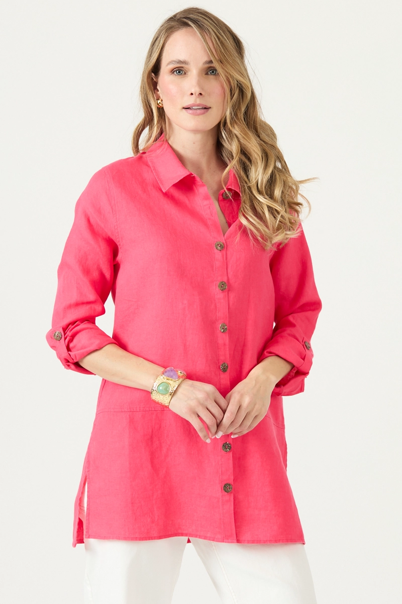 BLUSA DE LINO FUCSIA COD 4517035 - 3