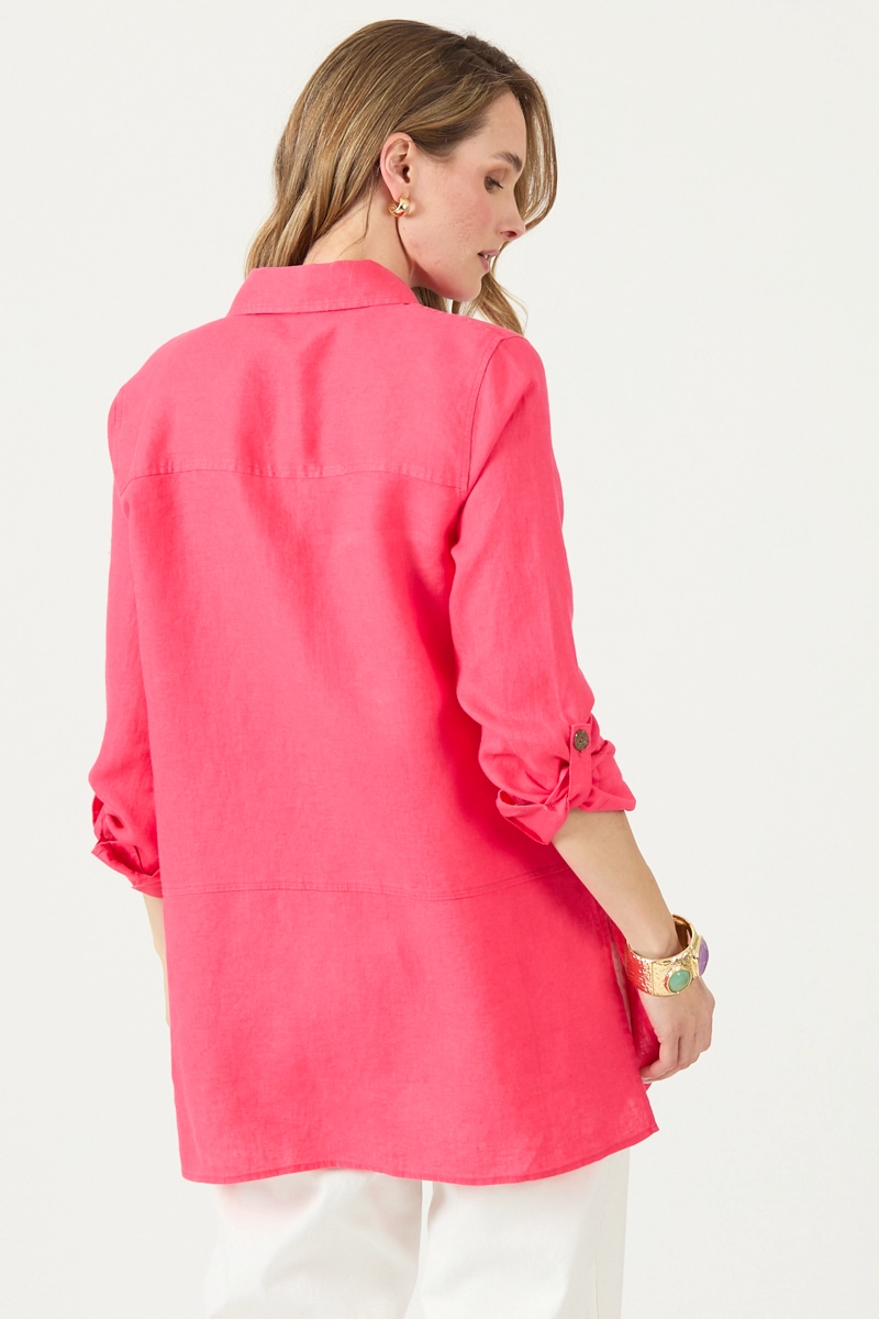 BLUSA DE LINO FUCSIA COD 4517035 - 5